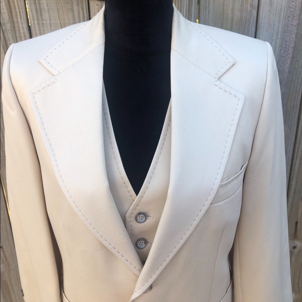 Vtg 1970s Johnny Carson 3 Piece Leisure Suit Tailored For Fine Bros.-Matison Co - Picture 6 of 16